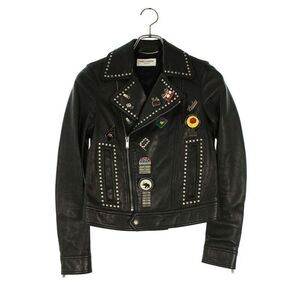 Saint Laurent Paris 530735 Yc2po Pin Badge Decorative Studded Leather Jacket